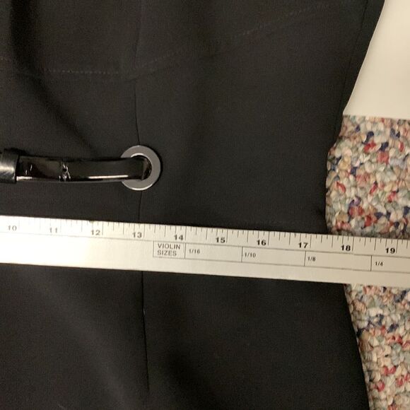 Tahari Ethan Black Knee Length Cap Sleeve Sheath Dress With Patent Belt Size 14 - Picture 12 of 13